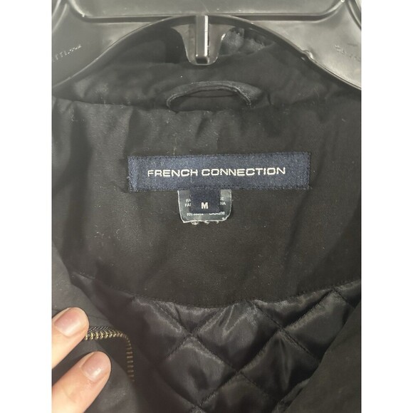 French Connection Black Parka Jacket Size M Winter Fall‎ Winter Premium Slimming - Picture 7 of 9